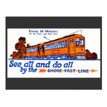 Shore Fast Line Trolley Service Postcard postcards