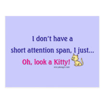 Short Attention Span Kitty Postcard