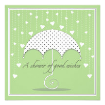 Shower of Hearts Green Baby Shower Invitation