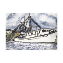shrimp boat fishing boats nautical art canvas prints