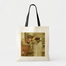 Shrine, JW Waterhouse, Vintage Victorian Portrait Canvas Bags