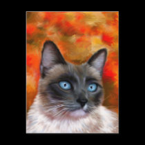 Siamese Cat Art Fire and Ice painting postcards