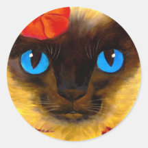 Siamese Cat Feline Art Painting - Multi Stickers