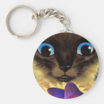 Siamese Cat Painting With Butterfly - Multi Key Chain