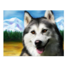Siberian Husky Dog Art - Solar Post Card