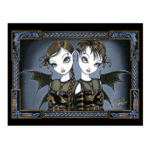 Sienna & Celeste Gothic Dragon Twins Fae Postcard