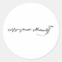Signature of Musician Wolfgang Amadeus Mozart Round Sticker