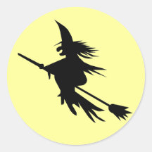 Silhouette Flying Witch Halloween Stickers