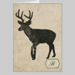Silhouette Love Deer  Monogram Notecard cards