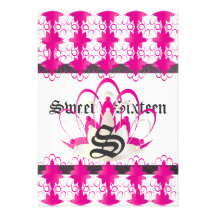 Silhouette Monogram Tiara Filigree Sweet 16 -Cust, Invitations