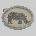Silhouette Ornate Rhinoceroses Belt Buckle belt buckles