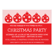 Silhouette Xmas Ornaments Invitations (Red)