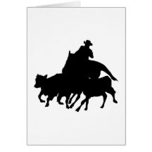 Silhouettes - Horses - Team Penning Card