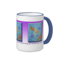 Silk Painted Dragonfly Best Boss Mug by Cyn Mc