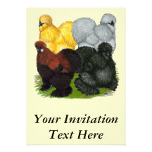 Silkies:  Assorted Roosters Custom Invitations