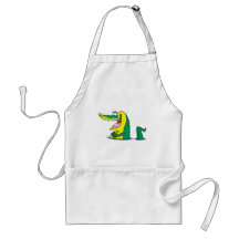 silly alligator crocodile cartoon character apron