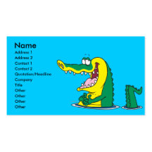 silly alligator crocodile cartoon character business card templates