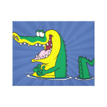 silly alligator crocodile cartoon character gallery wrapped canvas