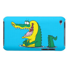 silly alligator crocodile cartoon character barely there iPod case