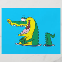 silly alligator crocodile cartoon character personalized flyer