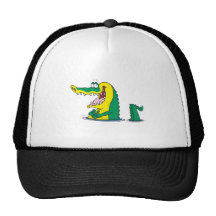 silly alligator crocodile cartoon character mesh hats