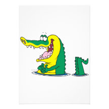silly alligator crocodile cartoon character personalized invite