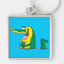 silly alligator crocodile cartoon character key chain