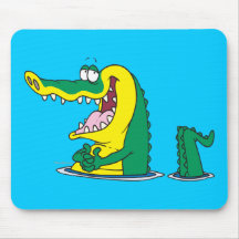 silly alligator crocodile cartoon character mousepad
