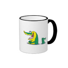 silly alligator crocodile cartoon character coffee mugs