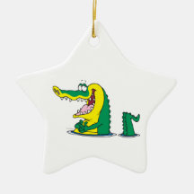 silly alligator crocodile cartoon character christmas ornaments