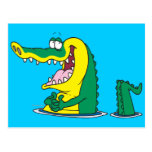 silly alligator crocodile cartoon character postcard