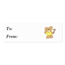 SIlly Bear With Flower and Bee Business Card Template