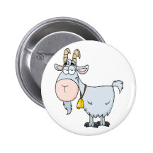 silly cartoon billy goat pinback button