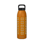 Silly Cartoon Face Repeat Orange Wallpaper Pattern Water Bottle
