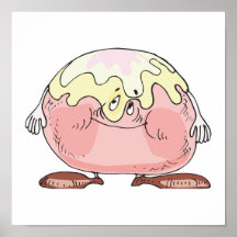 silly cartoon pastry cream puff character posters