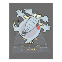 silly cute hopscotch elephant toon custom invitation