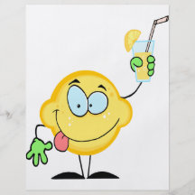 silly cute lemon cartoon drinking lemonade full color flyer