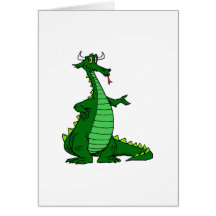 Silly Dragon Green Greeting Cards