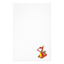 silly dragon with tail in mouth customized stationery