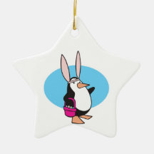 silly easter bunny penguin christmas tree ornament