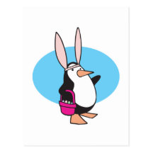 silly easter bunny penguin post cards