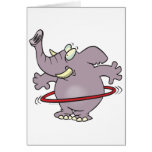silly elephant hula hooping cartoon greeting cards