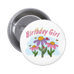 Silly Flowers Birthday Girl Pin