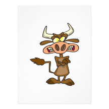 silly funny mad angry cow cartoon personalized announcement