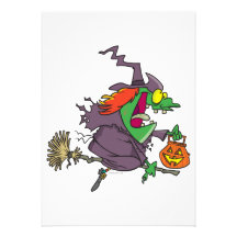 silly goofy halloween witch toon personalized invite