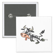 silly hot cow cartoon character pinback button