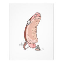 silly hot dog in bun cartoon character personalised invitations