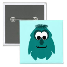 Silly Little Dark Cyan Monster Pinback Button