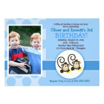 Silly Monkey Twins Photo Birthday Invite 5x7 invitations