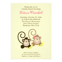 Silly Monkeys 5x7 Bridal Shower Invitation